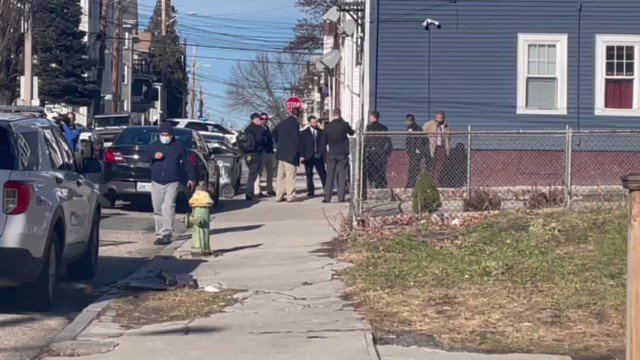 A heavy police presence on Joslin Street.