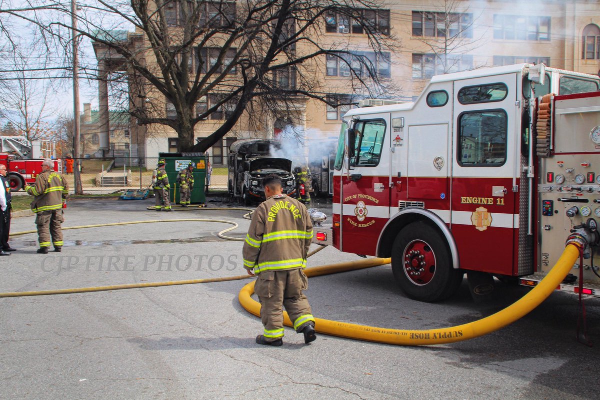 Providence Engine 11 & Ladder 5 work a bus fire at the West End Rec Center at 109 Bucklin St. Special signal Engine 8 to establish a water supply