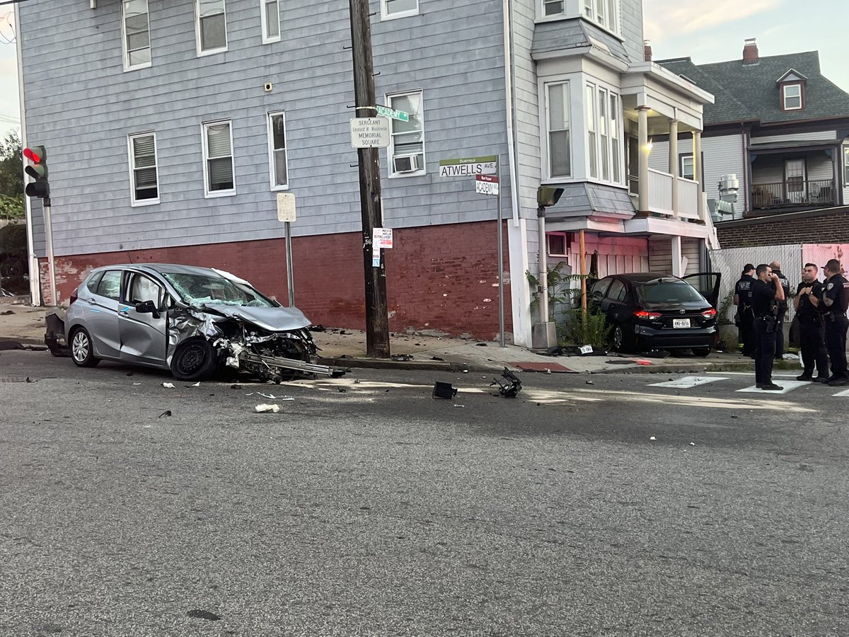 crash on corner of Atwells and Academy. Saw one woman being taken away in an ambulance. No word of the other drivers involved at this point. 