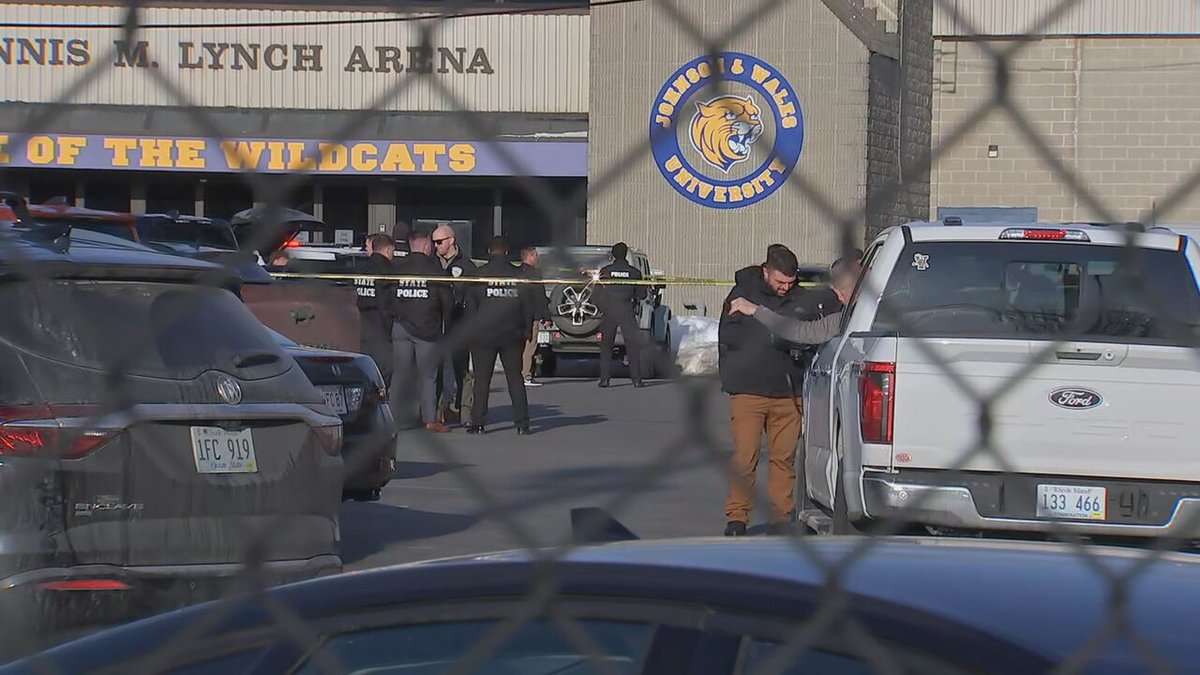A large law enforcement presence remains in place amid an investigation into a deadly shooting at an ice arena in Rhode Island